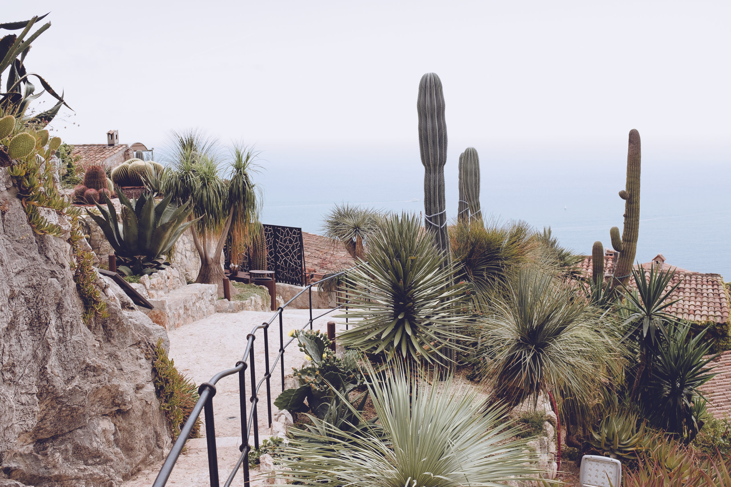 panorama view Eze Village France exotic garden