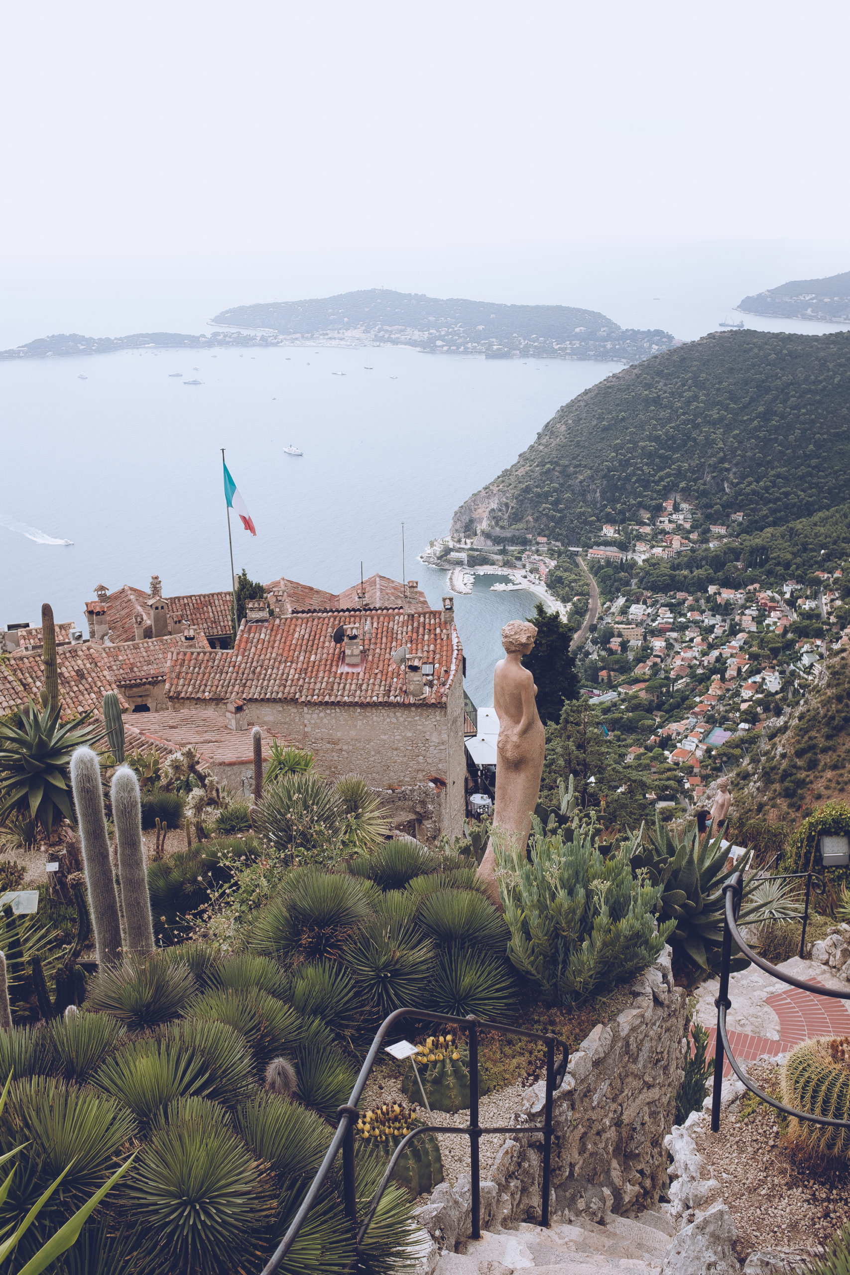 panorama view Eze Village France exotic garden